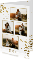 Fotocollage kerstkaart met gouden takjes en besjes