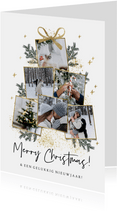 Fotokaart kerst stijlvol kerstboom dennentakken goudlook