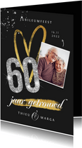 Fotokaart uitnodiging 60 jaar diamant foto glitter goud