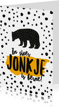 Fryske felicitatiekaart geboorte zoon beer okergeel