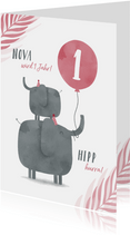 Geburtstagskarte Elefanten mit rosa Luftballon