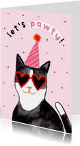 Geburtstagskarte lustige Katze 'Let's pawty!'