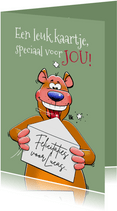 Grappige beer stuurt kaart aan de jarige verjaardagskaart