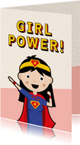 Grappige girlpower superwoman kaart met llustratie