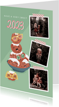 Grappige kerstkaart met illustratie en foto collage