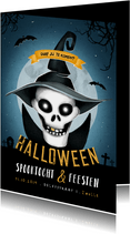 Halloweenfeest uitnodiging scary maan skelet