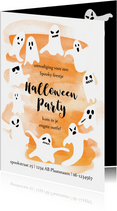 Halloweenfeestje met spooken en oranje waterverf