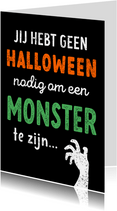 Halloweenkaart grappig vriendschap monster