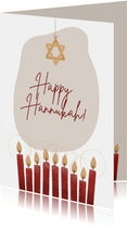 Happy Hannukah kaart met kaarsen en Davidster