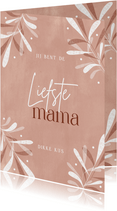 Hippe moederdagkaart liefste mama rood bladeren