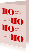 Hippe typografische kerstkaart HO HO HO