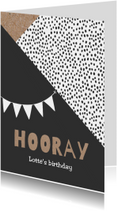 Hippe verjaardagkaart 'Hooray'