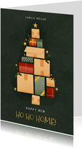 Hippe Weihnachts-Umzugskarte Tannenbaum aus Kartons