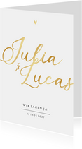 Hochzeitskarte Einladung Namen in Gold
