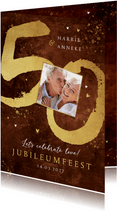 Jubileum uitnodiging 50 jaar getrouwd goud koper