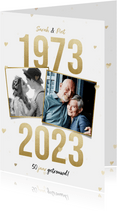 Jubileumkaart 50 jaar getrouwd gouden jaartallen 1973 - 2023