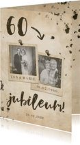 Jubileumkaart 'jubileum' vintage met getal en foto's