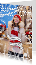 Kerst banner en sparretakken fotokaart