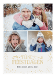 Kerst fotocollage met 3 foto's en gouden confetti