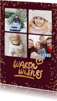 Kerst-fotokaart vier foto's 'Warm wishes'