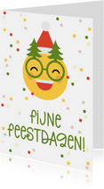 Kerstkaart fijne feestdagen emoji met kerstbril