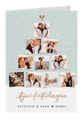 Kerstkaart fotocollage kerstboom goudlook confetti