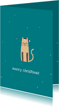 Kerstkaart grumpy cat met kerstmuts