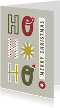 Kerstkaart Ho Ho Ho Merry Christmas opvallende letters
