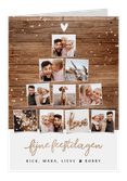 Kerstkaart houtlook fotocollage kerstboom