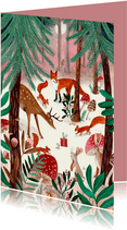 Kerstkaart illustratie woodland wonders bos dieren