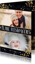 Kerstkaart met goudaccenten confetti en glitters