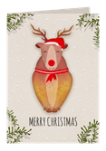 Kerstkaart staand rendier - Rudolph the red nosed reindeer