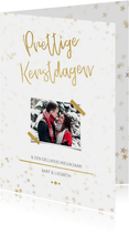 Kerstkaart staand wit met foto en goud - Een gouden kerst