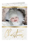 Kerstkaart sterren met gouden accent en foto
