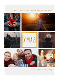 Kerstkaart 'XMAS' met 6 foto's