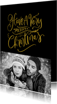 Kerstkaart zwart met goud Have a Very Merry Christmas