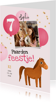 Kinderfeestje uitnodiging paarden ballonnen confetti foto