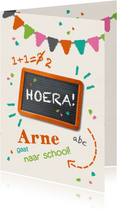 Kinderkaart 'Hoera, naar school!' krijtbord