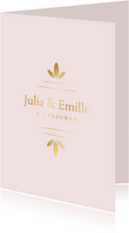 Klassieke minimalistische trouwkaart met gouden ornament 