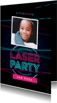 Laserparty kinderfeestje stoer indoor uitnodiging