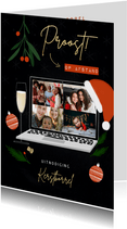 Leuke uitnodiging kerstborrel op afstand met laptop & foto's