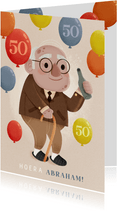 Leuke verjaardagskaart Abraham, humor, ballonnen 50 jaar