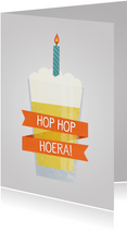 Leuke verjaardagskaart 'Hop Hop Hoera!' bierglas met kaarsje