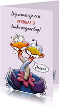 Leuke verjaardagskaart met grappige struisvogels