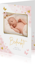 Lief geboorte bedankkaartje met foto voor een meisje 