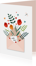 Liefde kaart envelop met bloemen