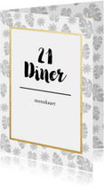Menukaart voor een 21 diner met botanische print