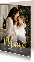 Moederdag kaart Mama met eigen foto en gouden hartjes kader