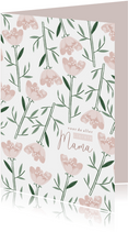 Moederdagkaart roze bloemen patroon liefste mama