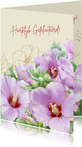 Mooie verjaardagskaart met Hibiscus-bloemen